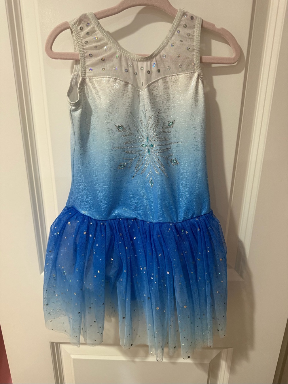 ❄️ Girls Blue Gradient Sparkle Snowflake Elsa Inspired Costume Dress Leotard❄️ - Picture 1 of 4